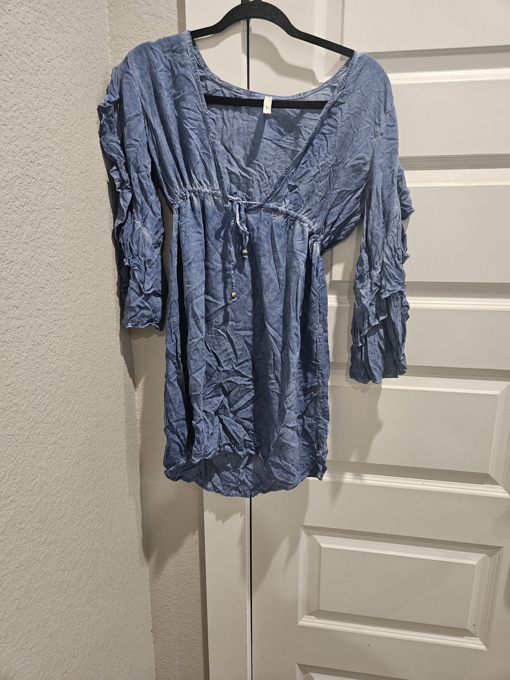 Elan Light Blue Peasant-Style Shirt